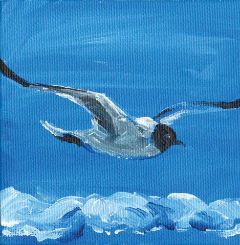 Bird White Modern Wood Framed Art Print with Double Matting by Seay, Anne