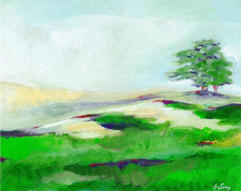 Fog Mountains White Modern Wood Framed Art Print with Double Matting by Seay, Anne