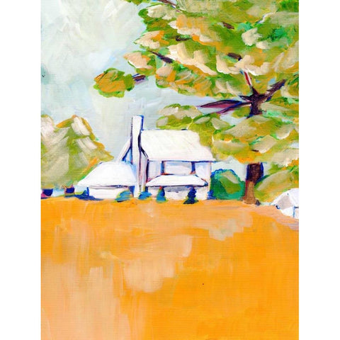 Hilltop House Black Modern Wood Framed Art Print with Double Matting by Seay, Anne