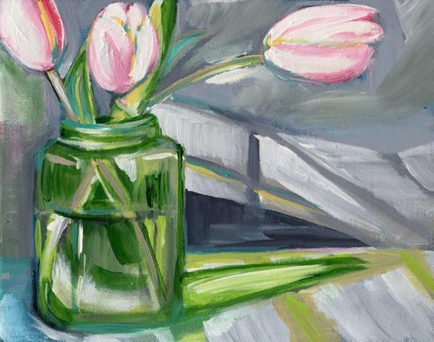 Glass Tulips Black Ornate Wood Framed Art Print with Double Matting by Seay, Anne