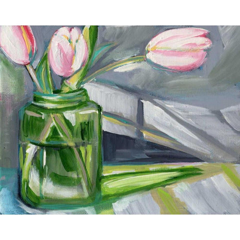 Glass Tulips Black Modern Wood Framed Art Print by Seay, Anne