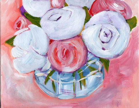 Fresh Floral White Modern Wood Framed Art Print with Double Matting by Seay, Anne