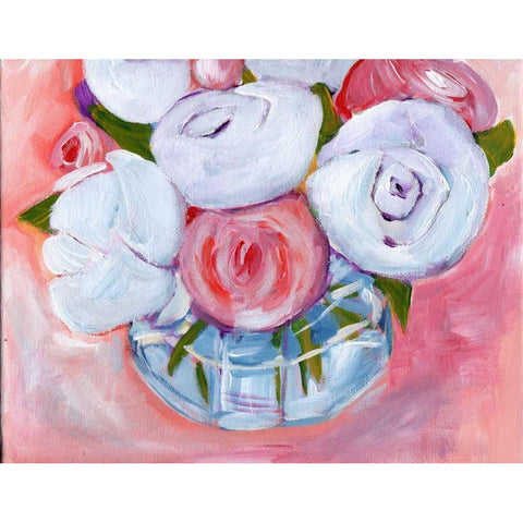 Fresh Floral Gold Ornate Wood Framed Art Print with Double Matting by Seay, Anne