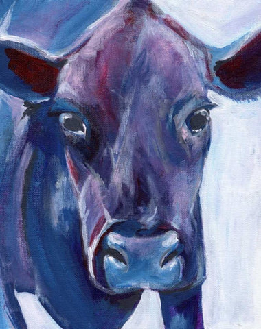 Purple Cow Black Ornate Wood Framed Art Print with Double Matting by Seay, Anne