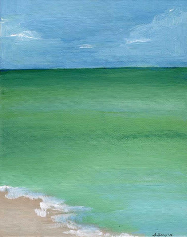 Calm Sea White Modern Wood Framed Art Print with Double Matting by Seay, Anne