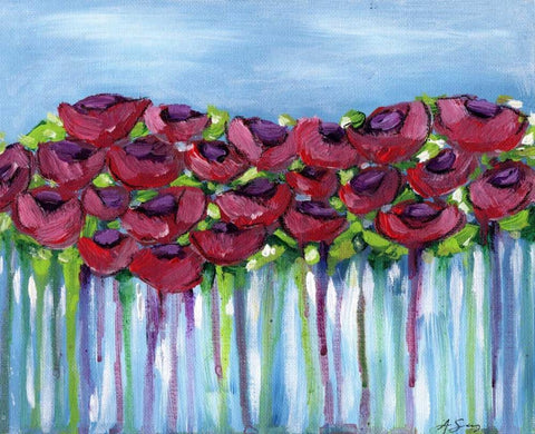 Poppy Dreaming I Black Ornate Wood Framed Art Print with Double Matting by Seay, Anne