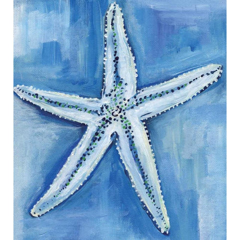 Starfish Blues Black Modern Wood Framed Art Print with Double Matting by Seay, Anne