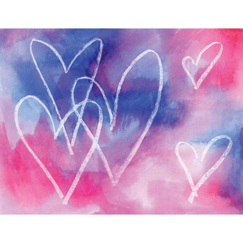 Blue Hearts White Modern Wood Framed Art Print by Seay, Anne