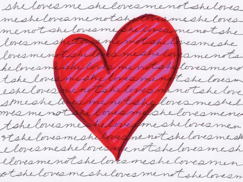 Pink Love White Modern Wood Framed Art Print with Double Matting by Seay, Anne
