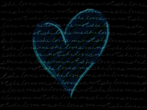 She Loves Me - Blue Black Ornate Wood Framed Art Print with Double Matting by Seay, Anne