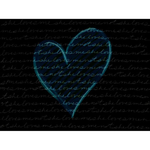 She Loves Me - Blue Black Modern Wood Framed Art Print by Seay, Anne
