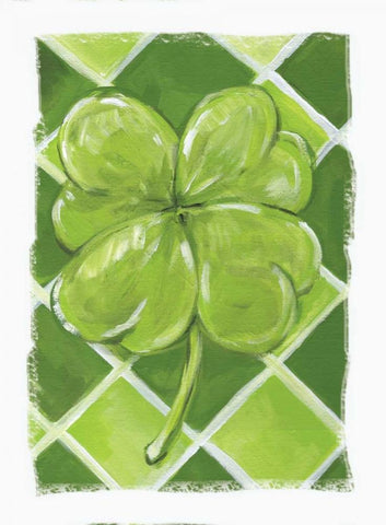 Lucky Clover Black Ornate Wood Framed Art Print with Double Matting by Seay, Anne