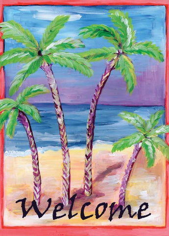 Welcome to Paradise White Modern Wood Framed Art Print with Double Matting by Seay, Anne