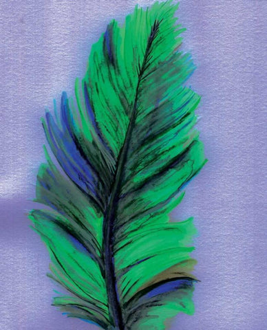 Feather White Modern Wood Framed Art Print with Double Matting by Seay, Anne