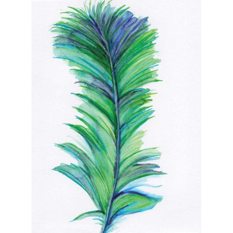 Blue Feather II Black Modern Wood Framed Art Print with Double Matting by Seay, Anne