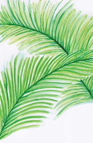 Palm Leaves White Modern Wood Framed Art Print with Double Matting by Seay, Anne