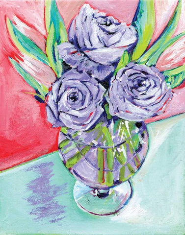 Purple Rose Black Ornate Wood Framed Art Print with Double Matting by Seay, Anne