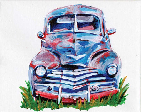 Parked Memories I White Modern Wood Framed Art Print with Double Matting by Seay, Anne