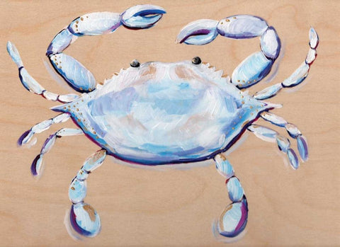 Blue and White Crab Black Ornate Wood Framed Art Print with Double Matting by Seay, Anne