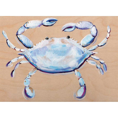Blue and White Crab White Modern Wood Framed Art Print by Seay, Anne