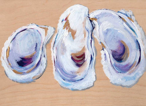 Three Oysters White Modern Wood Framed Art Print with Double Matting by Seay, Anne