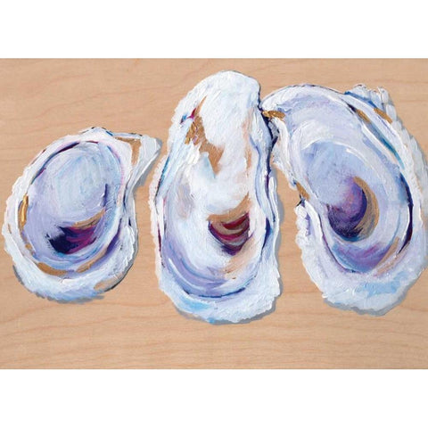 Three Oysters Black Modern Wood Framed Art Print with Double Matting by Seay, Anne