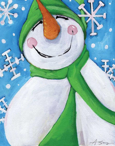 Let It Snow Black Ornate Wood Framed Art Print with Double Matting by Seay, Anne