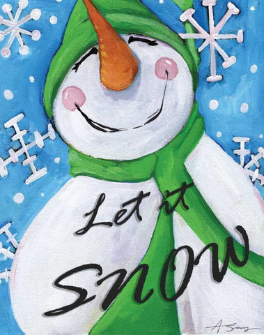 Let It Snow II White Modern Wood Framed Art Print with Double Matting by Seay, Anne