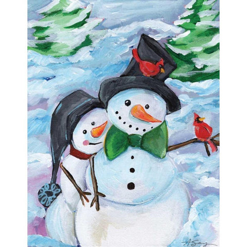 Winter Visitors Gold Ornate Wood Framed Art Print with Double Matting by Seay, Anne