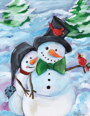 Winter Visitors White Modern Wood Framed Art Print with Double Matting by Seay, Anne