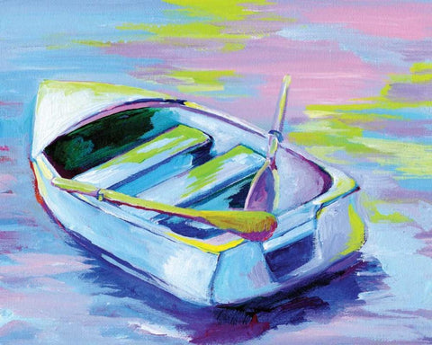 Sunset Boat II Black Ornate Wood Framed Art Print with Double Matting by Seay, Anne