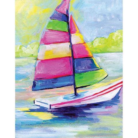 Sunset Boat III White Modern Wood Framed Art Print by Seay, Anne