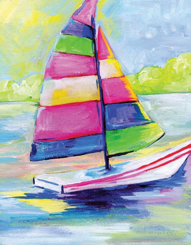 Sunset Boat III Black Ornate Wood Framed Art Print with Double Matting by Seay, Anne