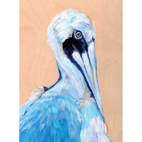 Blue and White Pelican  Black Modern Wood Framed Art Print with Double Matting by Seay, Anne