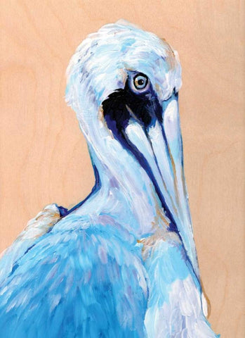 Blue and White Pelican  Black Ornate Wood Framed Art Print with Double Matting by Seay, Anne