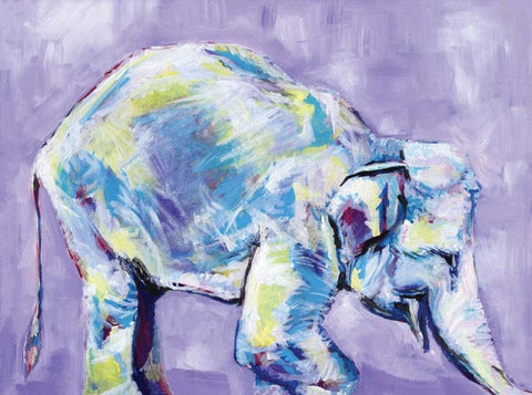Elephant I White Modern Wood Framed Art Print with Double Matting by Seay, Anne