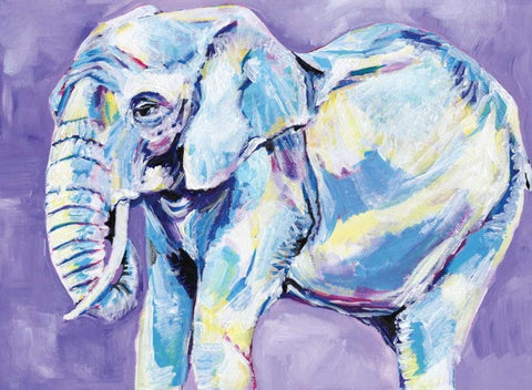 Elephant II White Modern Wood Framed Art Print with Double Matting by Seay, Anne