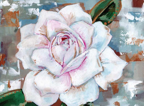 Rose White Modern Wood Framed Art Print with Double Matting by Seay, Anne