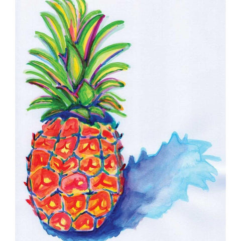 Blue Pineapple Gold Ornate Wood Framed Art Print with Double Matting by Seay, Anne