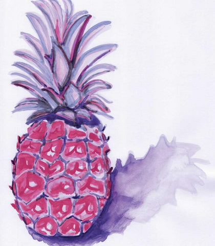 Purple Pineapple White Modern Wood Framed Art Print with Double Matting by Seay, Anne