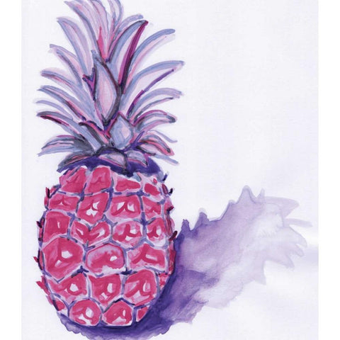 Purple Pineapple White Modern Wood Framed Art Print by Seay, Anne