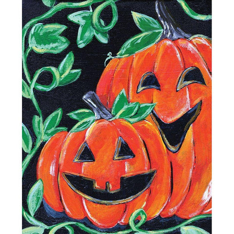 Halloween Pumpkins Black Modern Wood Framed Art Print by Seay, Anne
