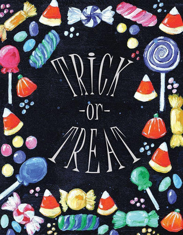Trick or Treat White Modern Wood Framed Art Print with Double Matting by Seay, Anne