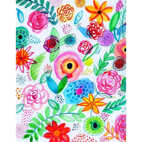 Floral Fun I Black Modern Wood Framed Art Print with Double Matting by Seay, Anne