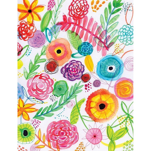Floral Fun II White Modern Wood Framed Art Print by Seay, Anne