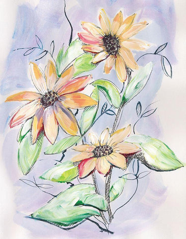 Sunflower White Modern Wood Framed Art Print with Double Matting by Seay, Anne