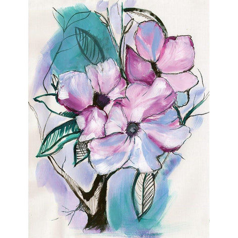 Inked Flowers Black Modern Wood Framed Art Print by Seay, Anne