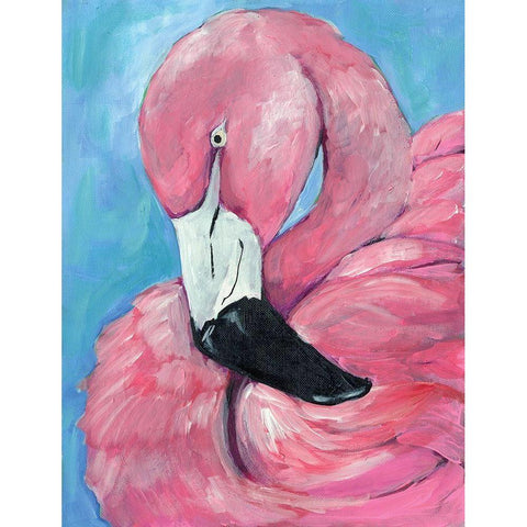 Pink Flamingo Gold Ornate Wood Framed Art Print with Double Matting by Seay, Anne