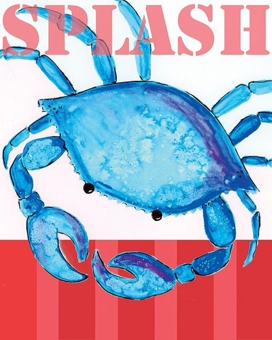 Splash Crab White Modern Wood Framed Art Print with Double Matting by Seay, Anne