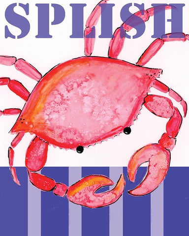Splish Crab Black Ornate Wood Framed Art Print with Double Matting by Seay, Anne